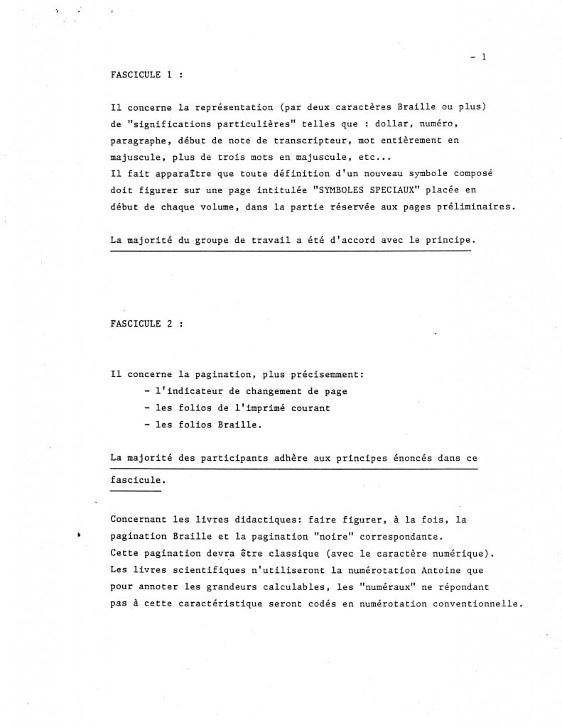 TABLE RONDE Internationale des Pays Francophones pour la Standardisation de ledition en braille suite1, page 35.