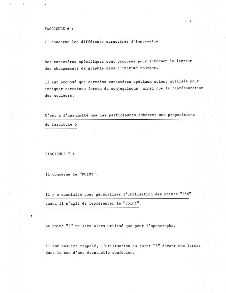 TABLE RONDE Internationale des Pays Francophones pour la Standardisation de ledition en braille suite4, page 38
